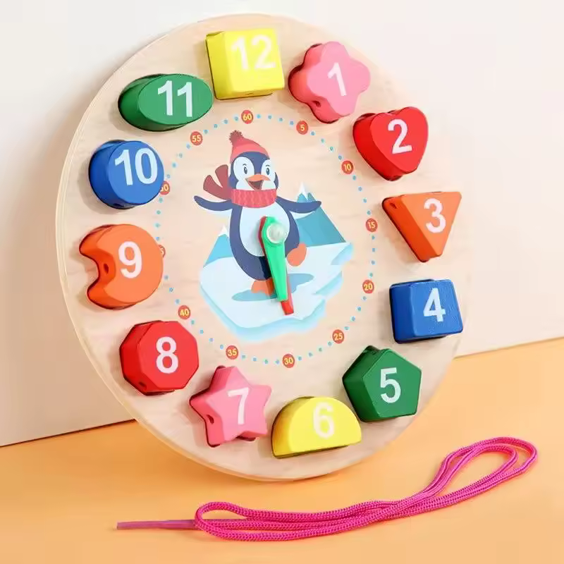 Wooden Number Blocks Sorting Clock