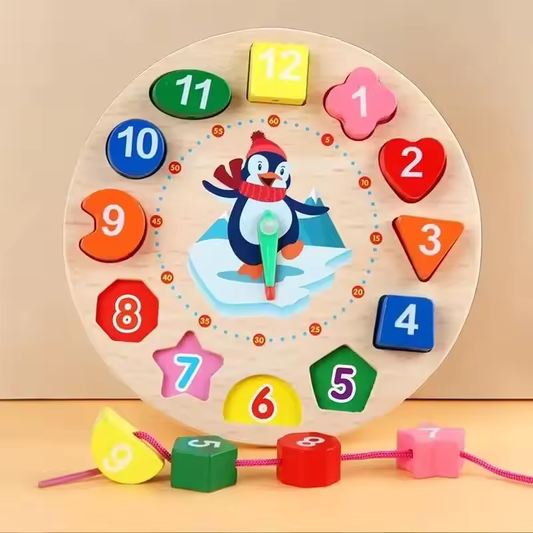 Wooden Number Blocks Sorting Clock